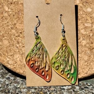 Rainbow Acrylic Butterfly Wing Earrings